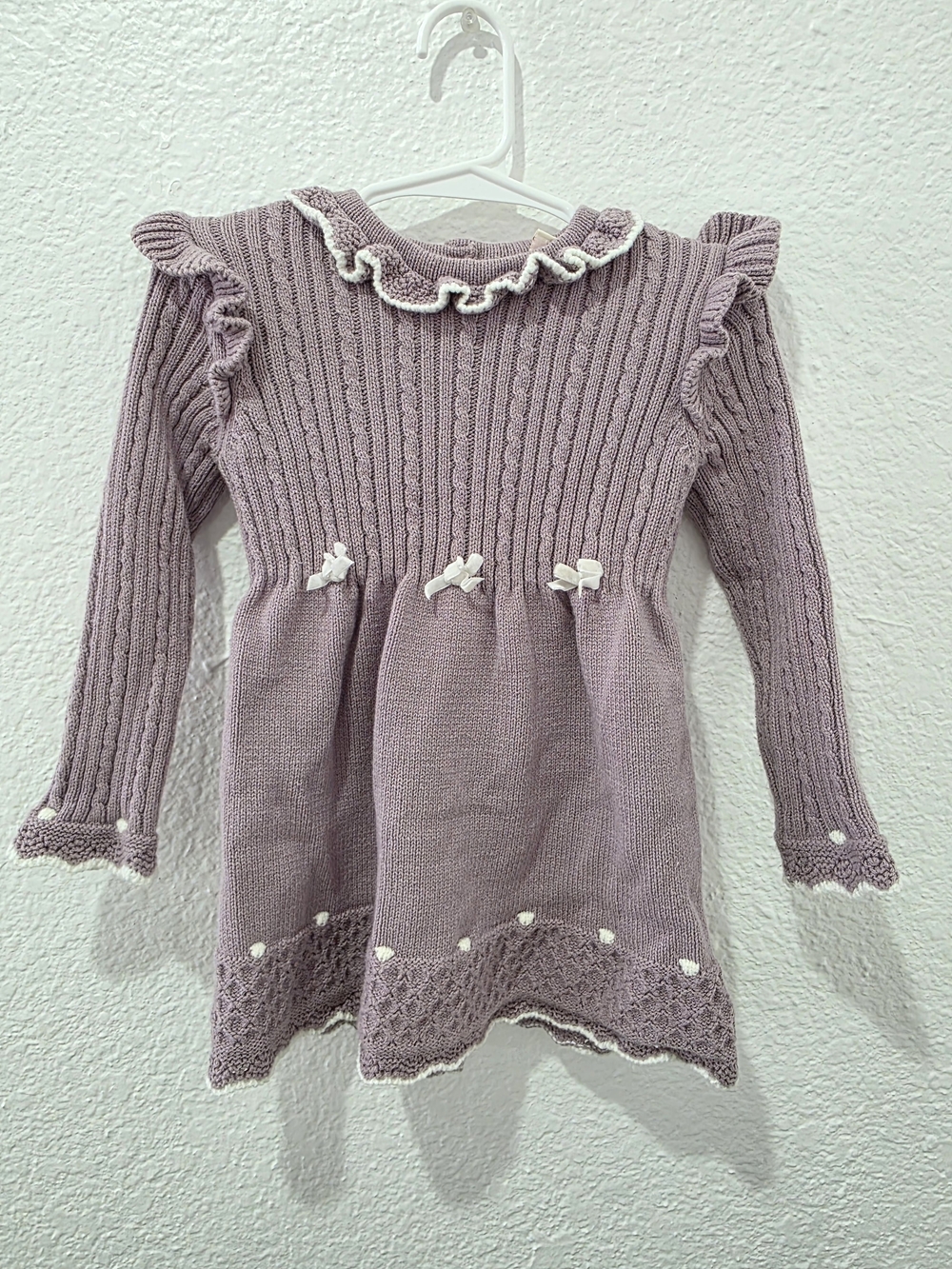Cynthia Rowley Lavender Knit Ruffle-Trim Dress 2 Pieset Set